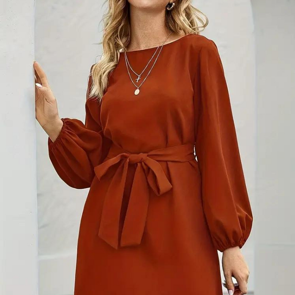 Robe terracotta manche longue