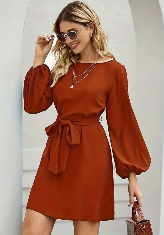 Robe terracotta manche longue femme