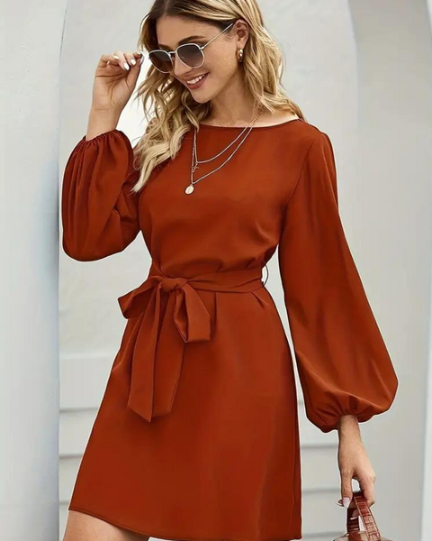 Robe terracotta manche longue femme