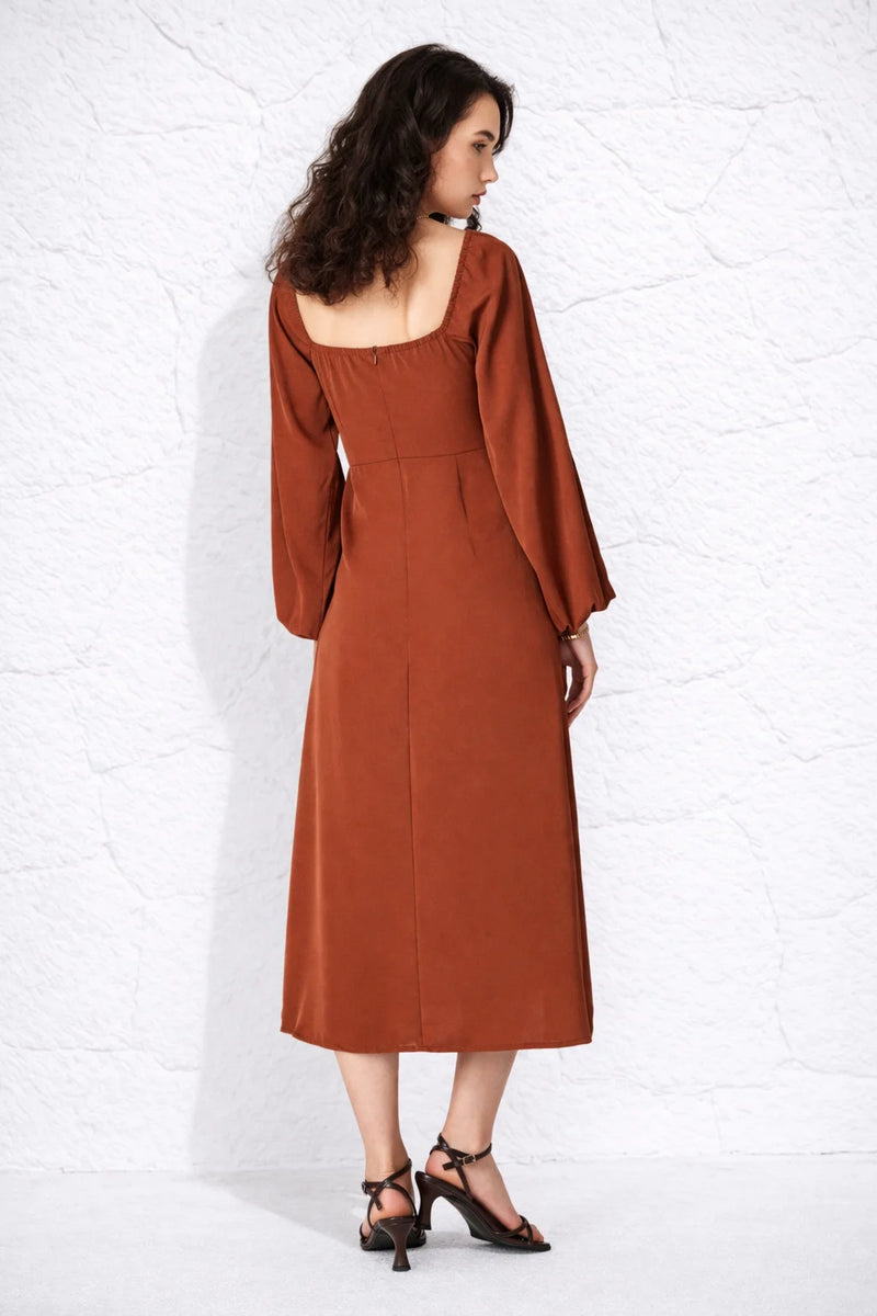 Robe terracotta manche longue