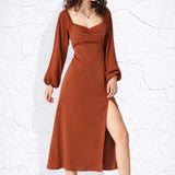 Robe terracotta manche longue